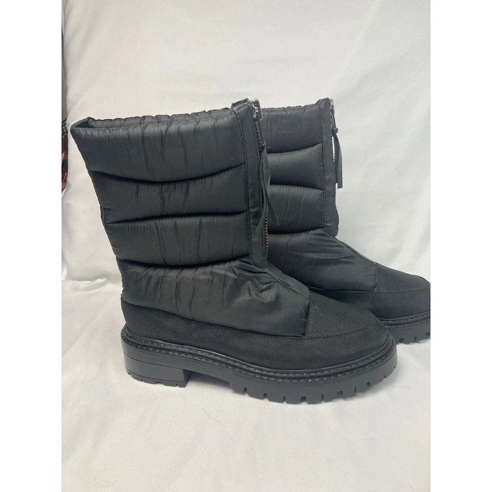 ENJOIYA Black‎ Quilted Winter Boots Zip Front Insulated NWOB